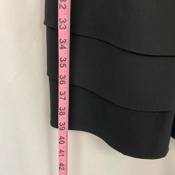 Chetta B Sherrie Bloom Peter Noviello 100% Silk Black Designer Tiered Dress Wome - Picture 11 of 16